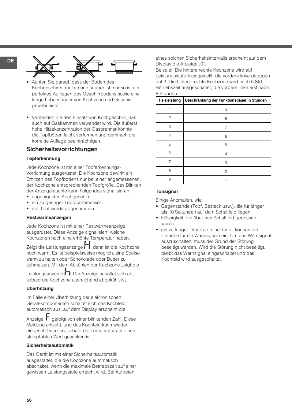 Sicherheitsvorrichtungen | Hotpoint Ariston KRC 640 B  EU User Manual | Page 56 / 84