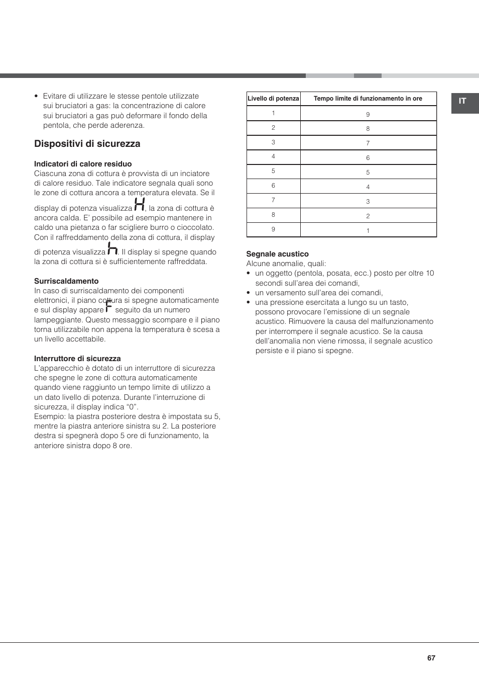 Dispositivi di sicurezza | Hotpoint Ariston KRC 640 B  EU User Manual | Page 67 / 84