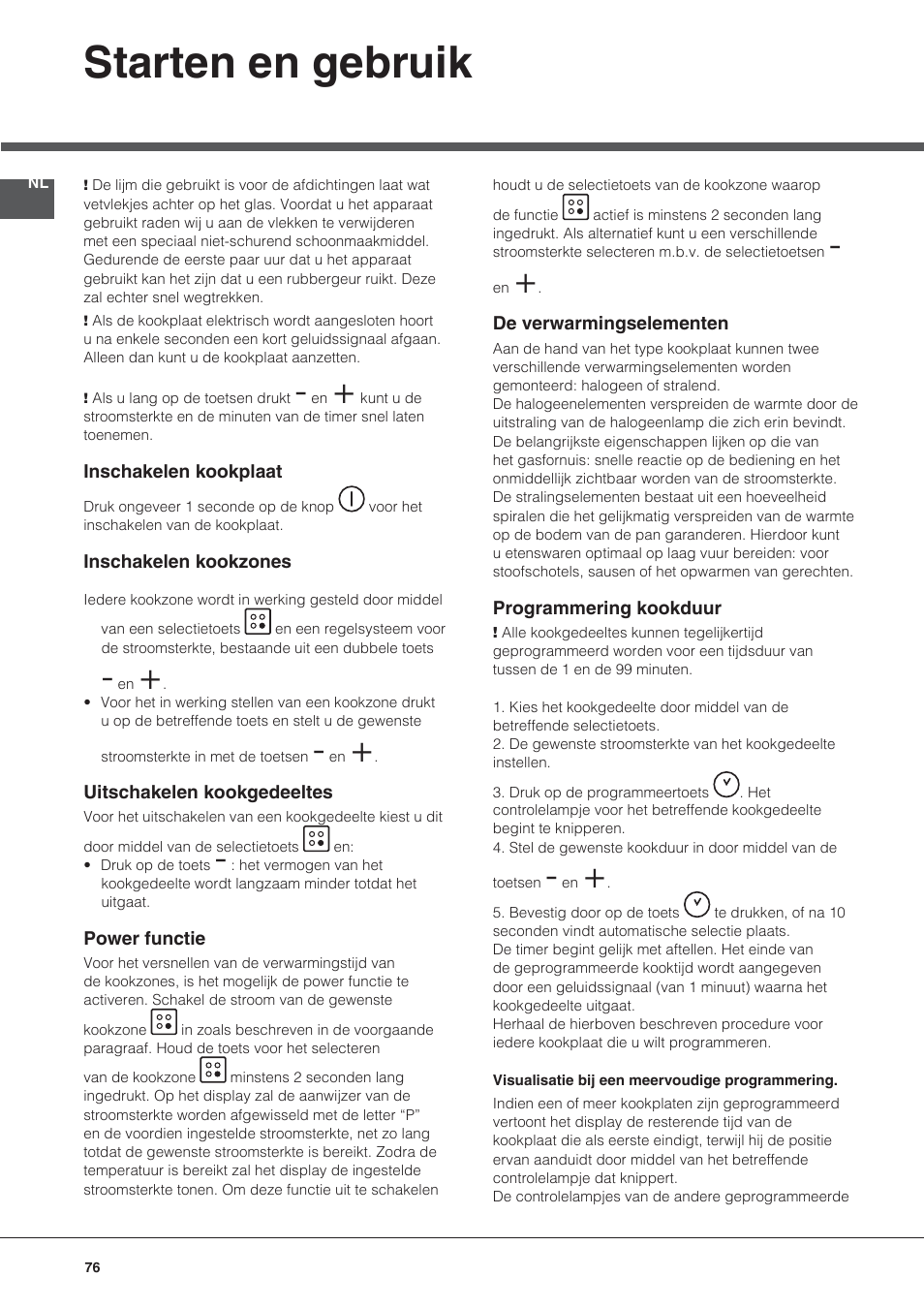 Starten en gebruik | Hotpoint Ariston KRC 640 B  EU User Manual | Page 76 / 84