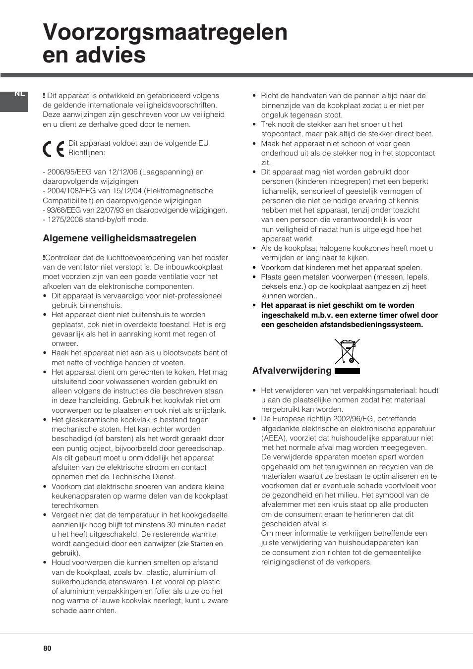 Voorzorgsmaatregelen en advies | Hotpoint Ariston KRC 640 B  EU User Manual | Page 80 / 84