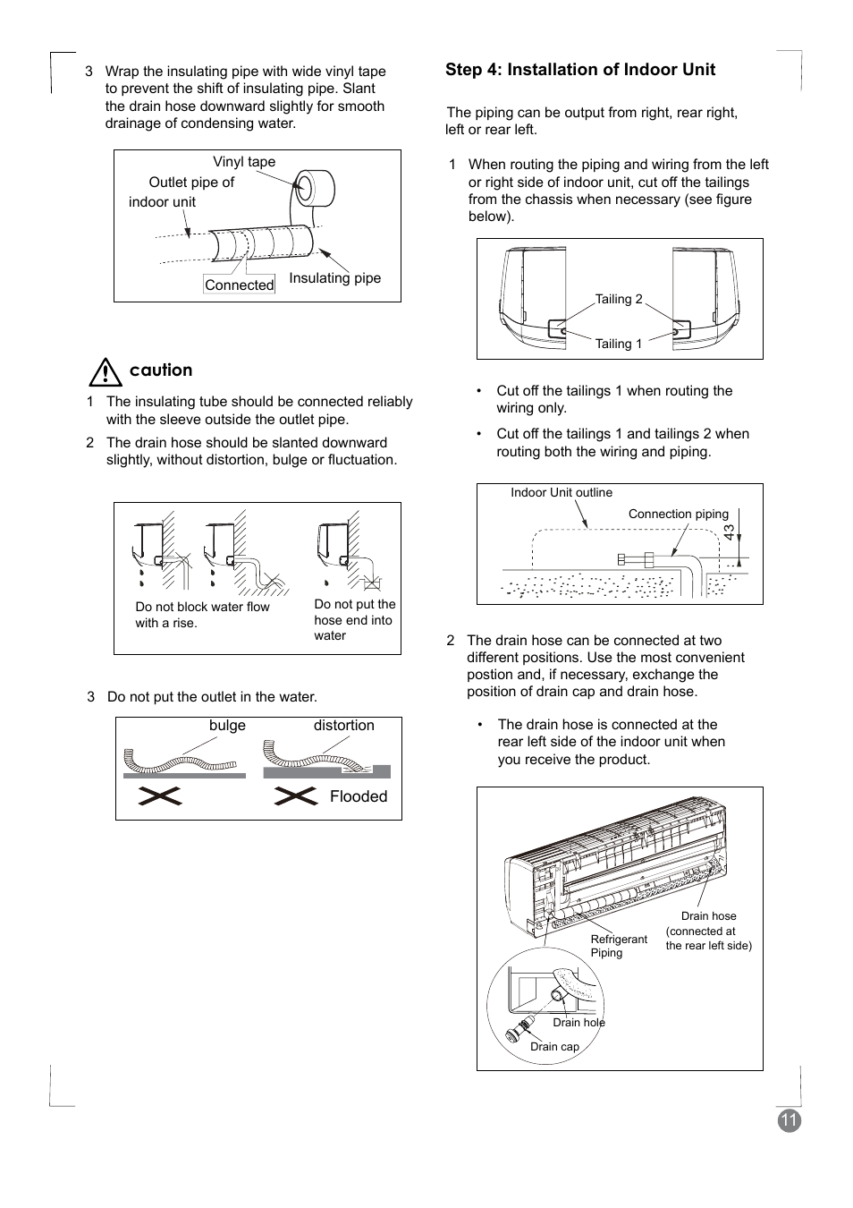 Step 4: installation of indoor unit, Caution | Electrolux EXM24HV1WE User Manual | Page 11 / 90