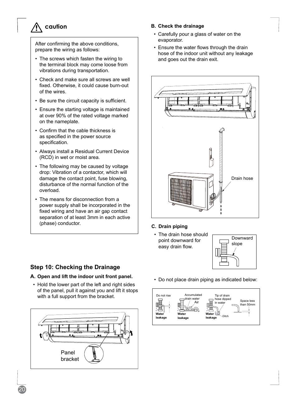 Step 10: checking the drainage, Caution | Electrolux EXM24HV1WE User Manual | Page 20 / 90