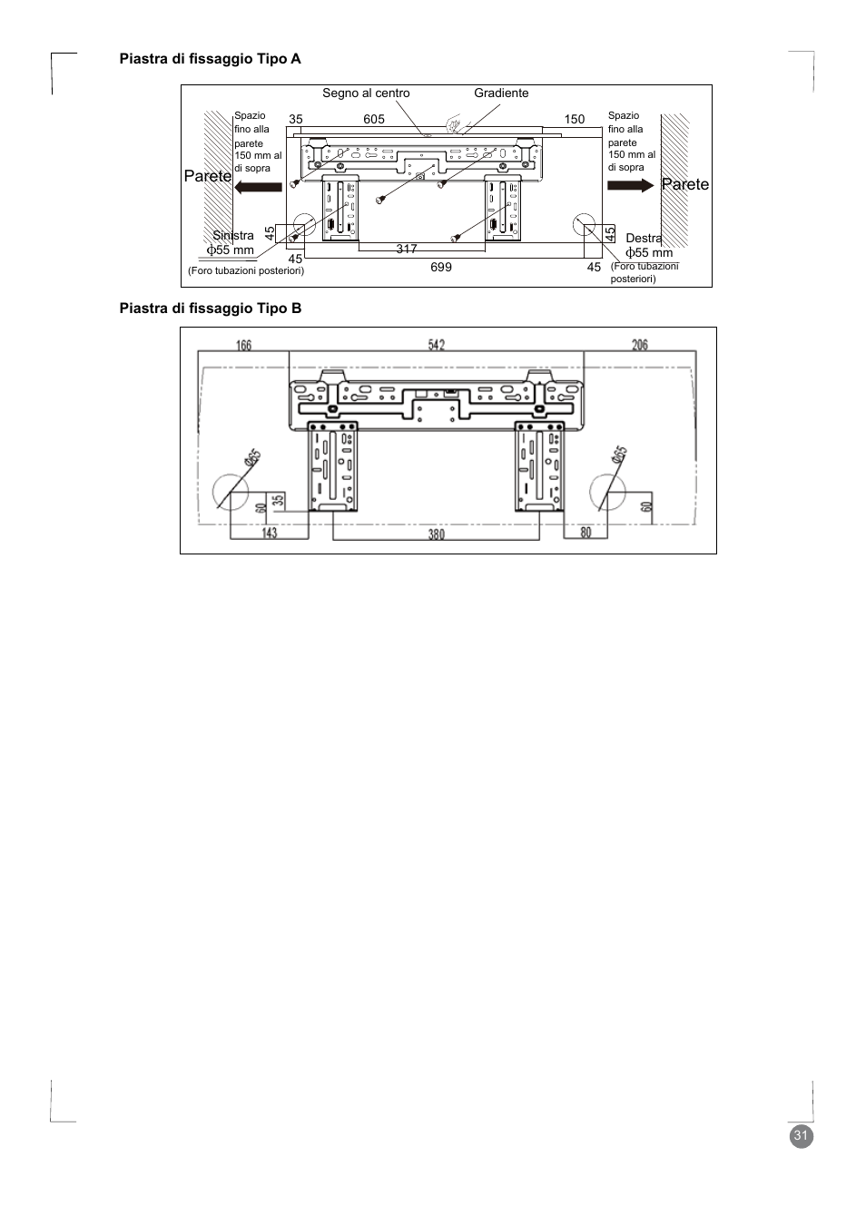 Parete, Wall | Electrolux EXM24HV1WE User Manual | Page 31 / 90