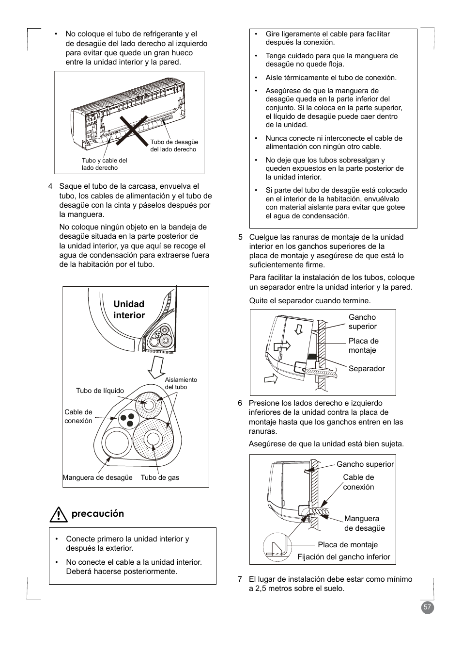 Precaución | Electrolux EXM24HV1WE User Manual | Page 57 / 90