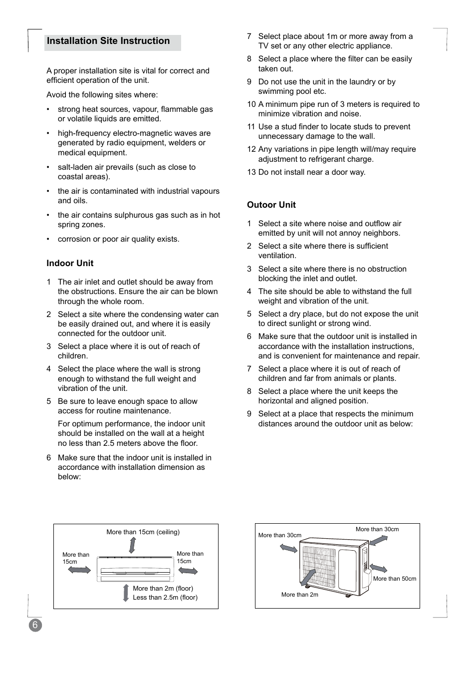 6installation site instruction | Electrolux EXM24HV1WE User Manual | Page 6 / 90