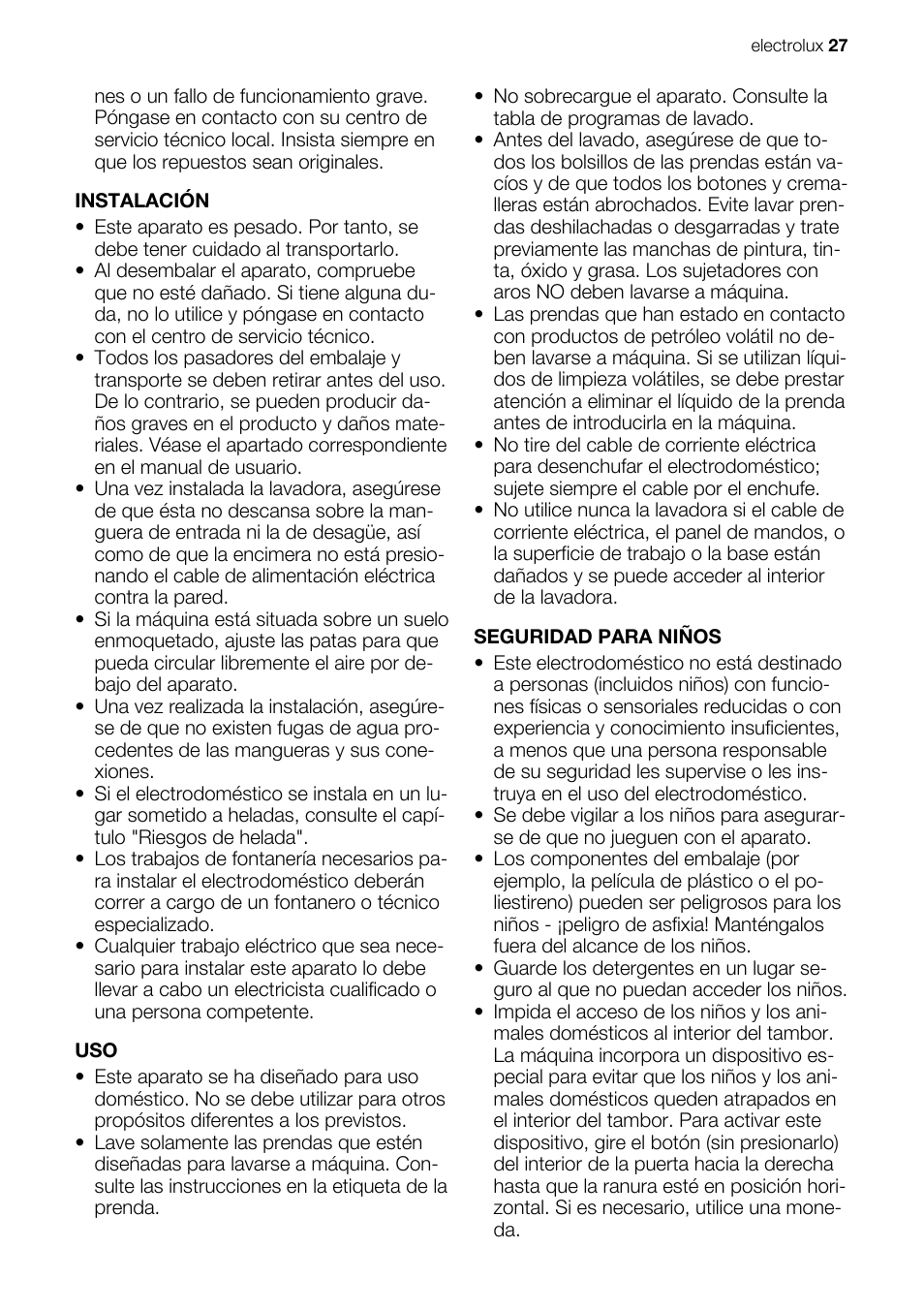 Electrolux EWG127410W User Manual | Page 27 / 52