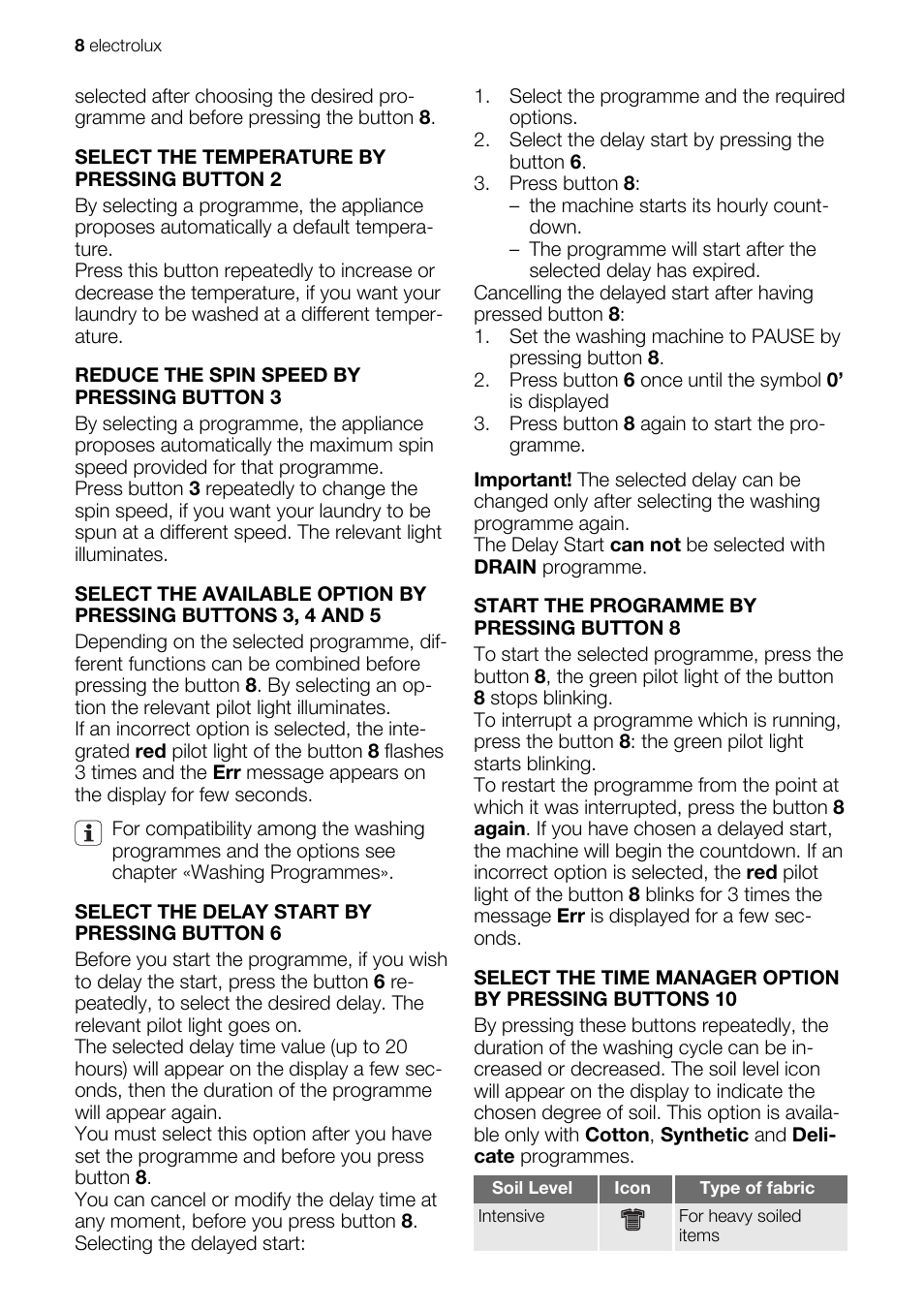 Electrolux EWG127410W User Manual | Page 8 / 52