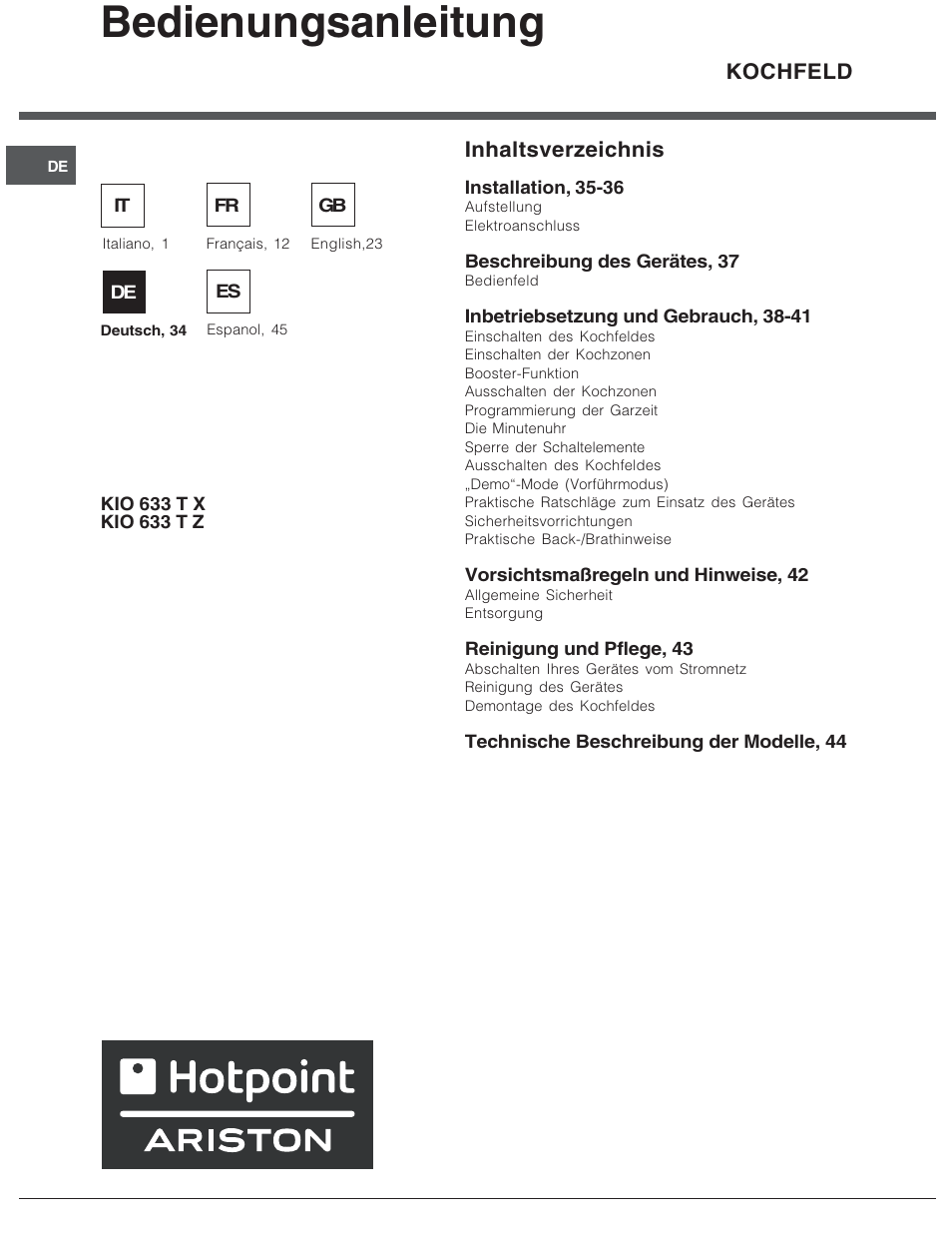 Hotpoint Ariston KIO 633 T X User Manual | Page 34 / 56