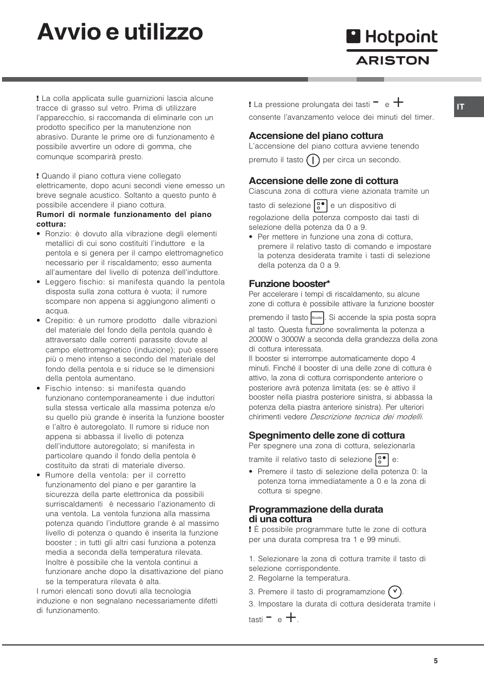 Avvio e utilizzo | Hotpoint Ariston KIO 633 T X User Manual | Page 5 / 56