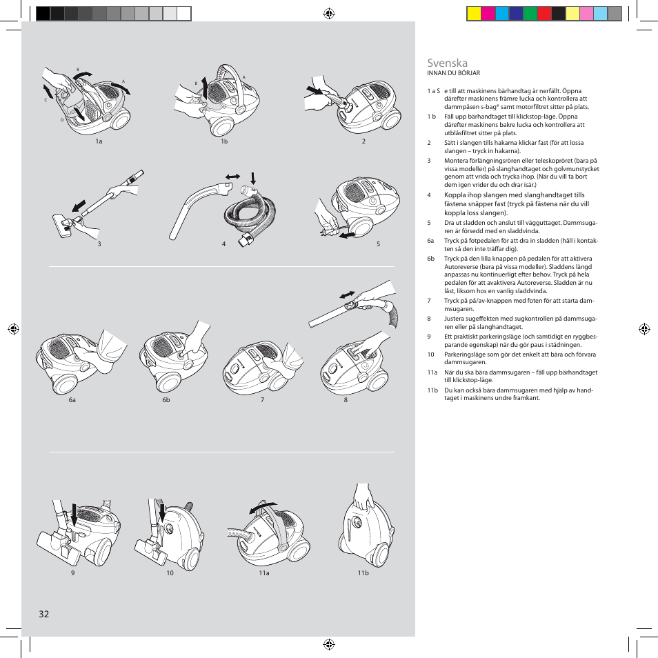 Svenska | Electrolux ZCS2100 User Manual | Page 32 / 96