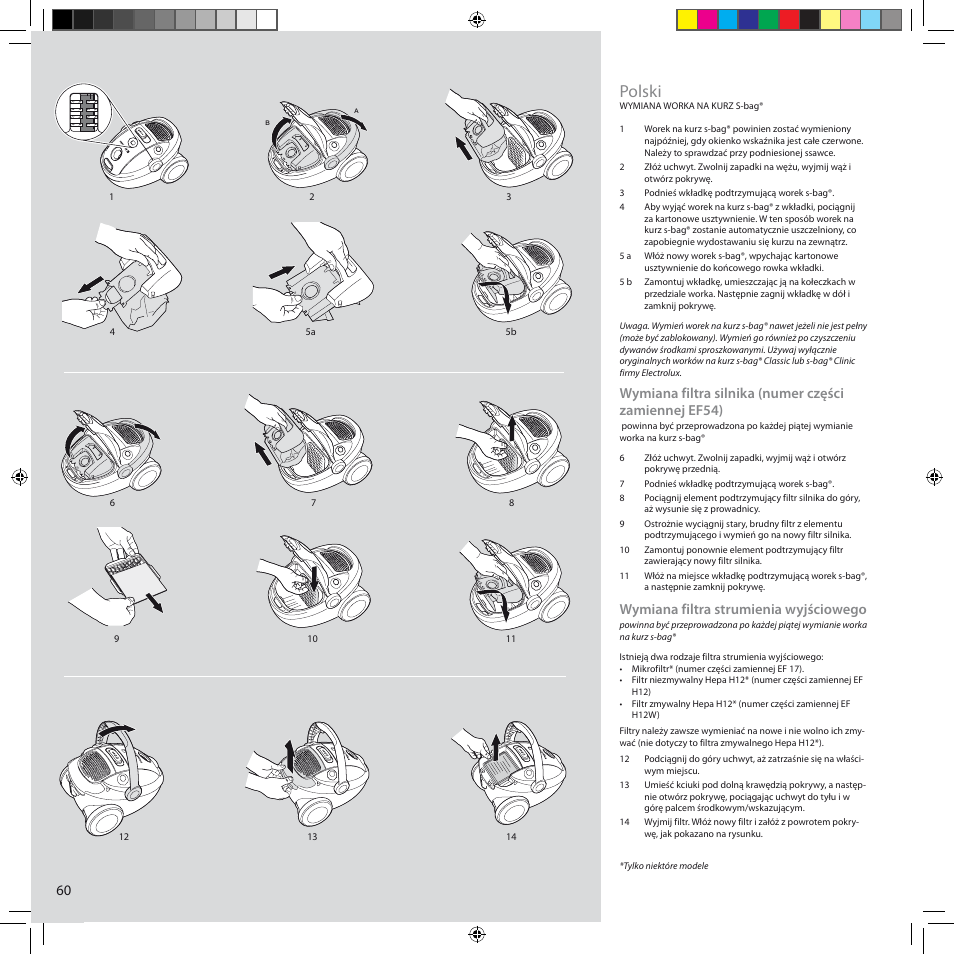 Polski, Wymiana filtra strumienia wyjściowego | Electrolux ZCS2100 User Manual | Page 60 / 96