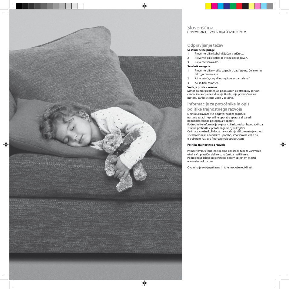 Slovenščina, Odpravljanje težav | Electrolux ZCS2100 User Manual | Page 88 / 96