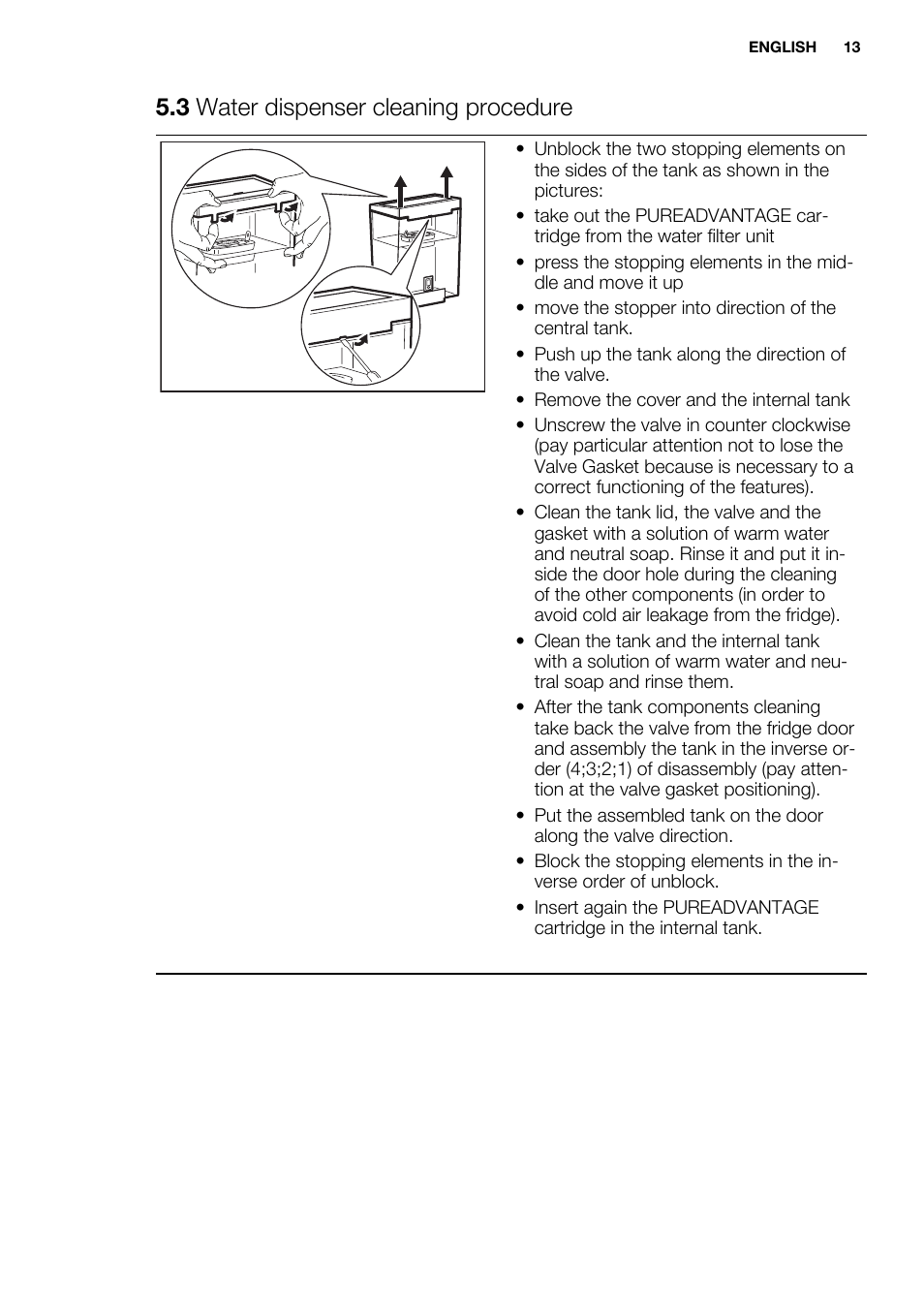 3 water dispenser cleaning procedure | Electrolux EN3850DOX User Manual | Page 13 / 88