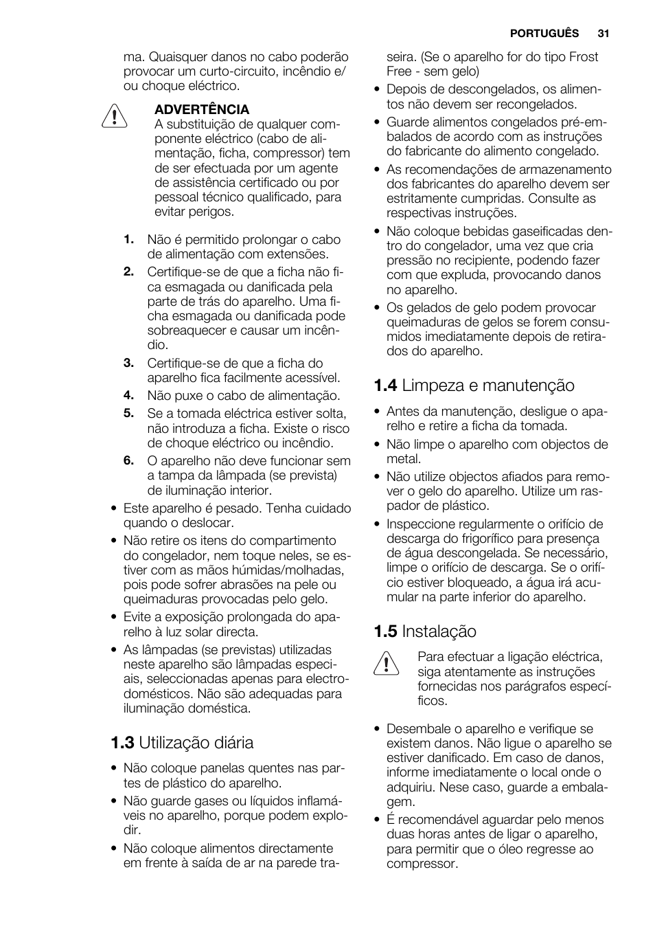 3 utilização diária, 4 limpeza e manutenção, 5 instalação | Electrolux EN3850DOX User Manual | Page 31 / 88