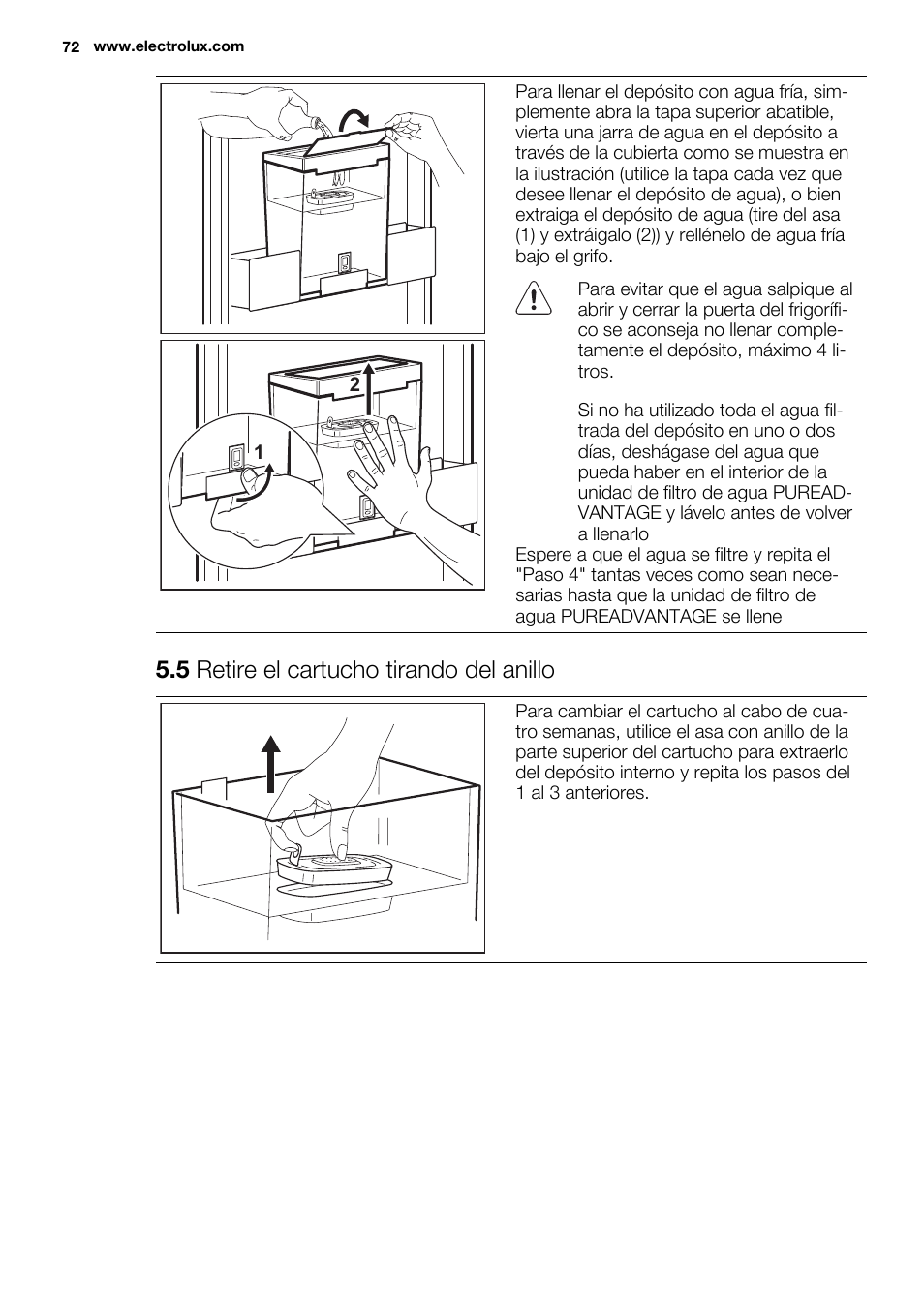 5 retire el cartucho tirando del anillo | Electrolux EN3850DOX User Manual | Page 72 / 88
