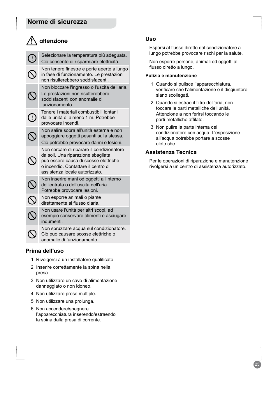 Norme di sicurezza | Electrolux EXM18HV1WE User Manual | Page 25 / 82