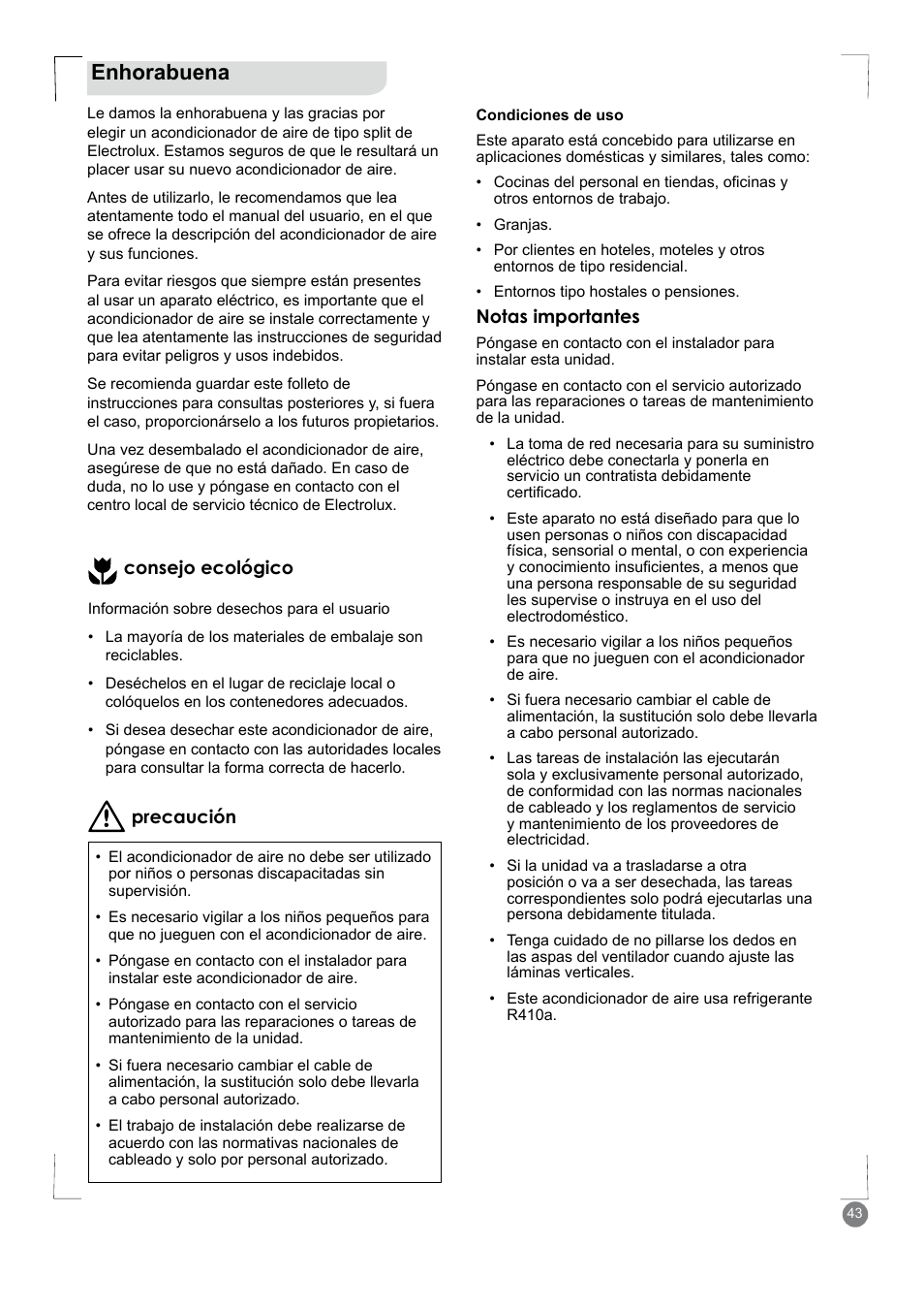 Enhorabuena | Electrolux EXM18HV1WE User Manual | Page 43 / 82