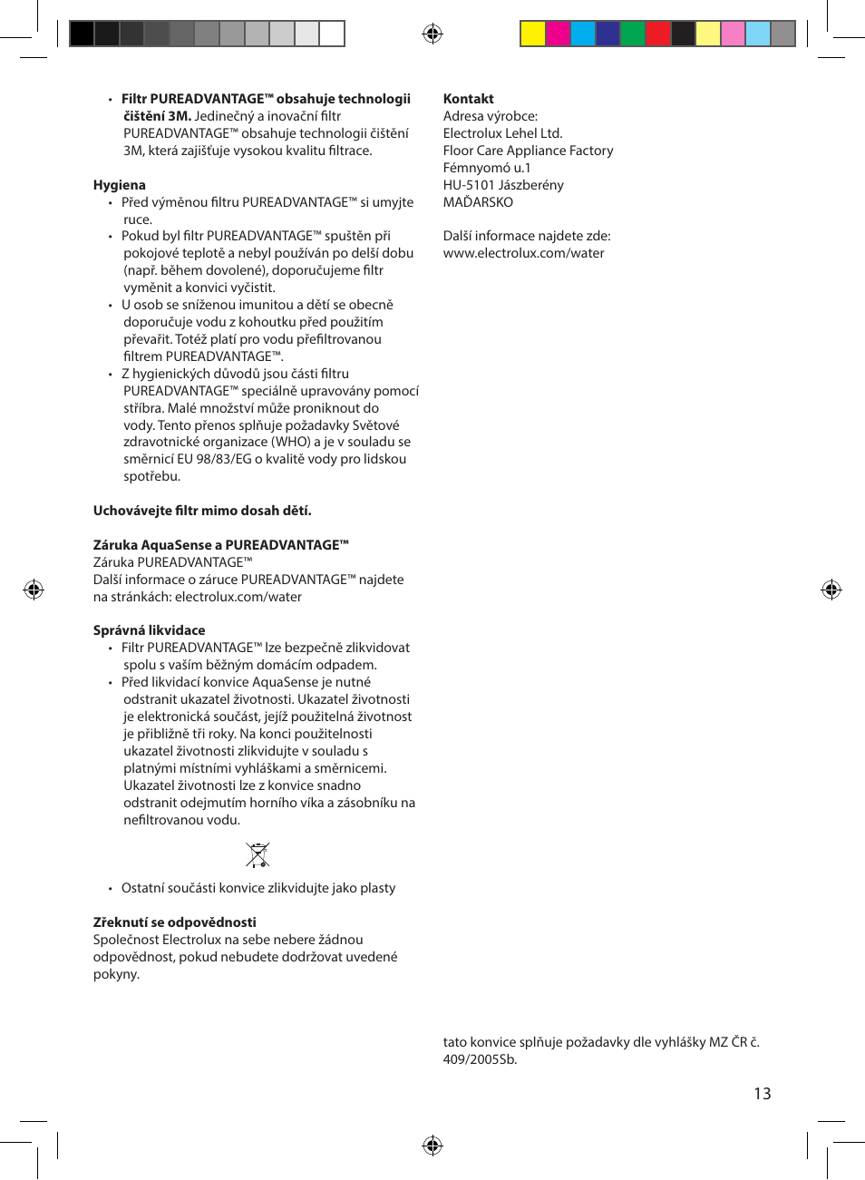 Electrolux EWFSJ4 User Manual | Page 13 / 58