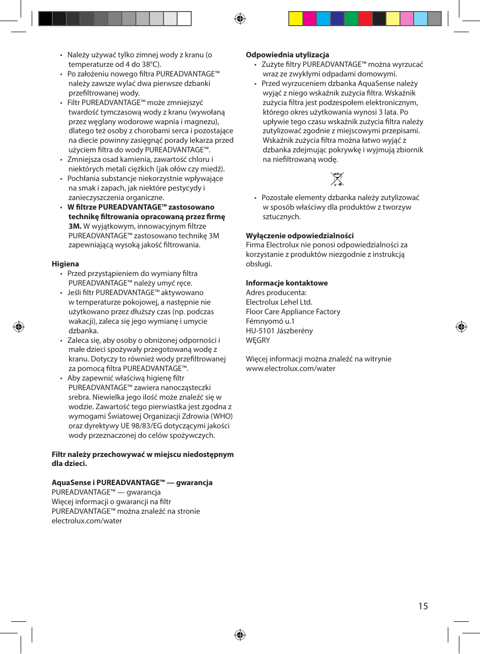 Electrolux EWFSJ4 User Manual | Page 15 / 58