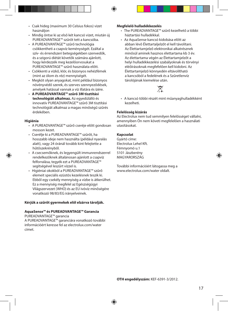 Electrolux EWFSJ4 User Manual | Page 17 / 58