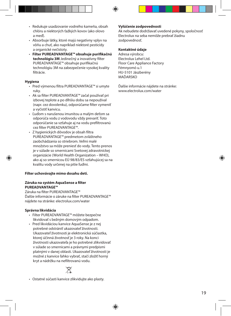 Electrolux EWFSJ4 User Manual | Page 19 / 58