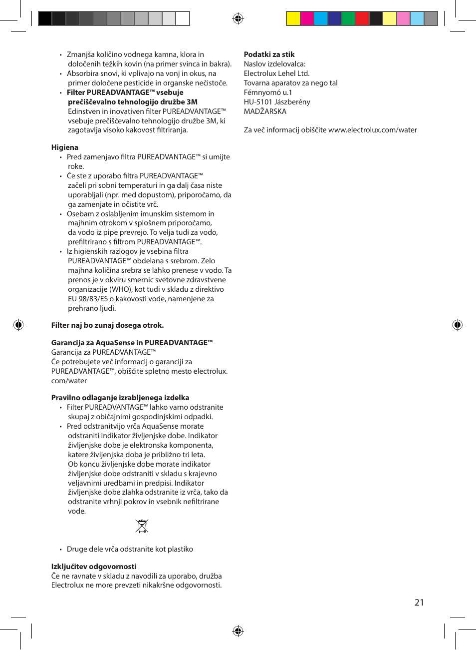 Electrolux EWFSJ4 User Manual | Page 21 / 58