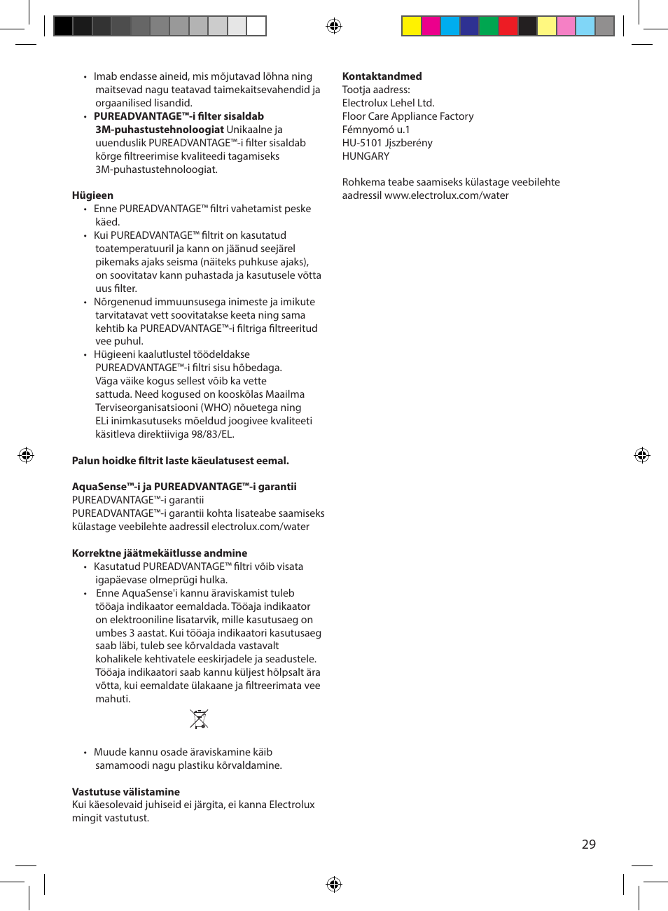 Electrolux EWFSJ4 User Manual | Page 29 / 58