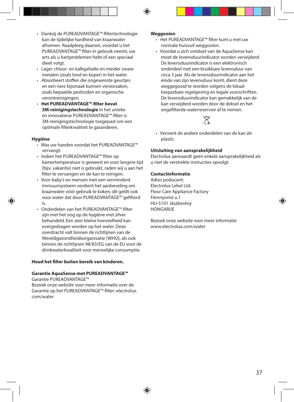 Electrolux EWFSJ4 User Manual | Page 37 / 58
