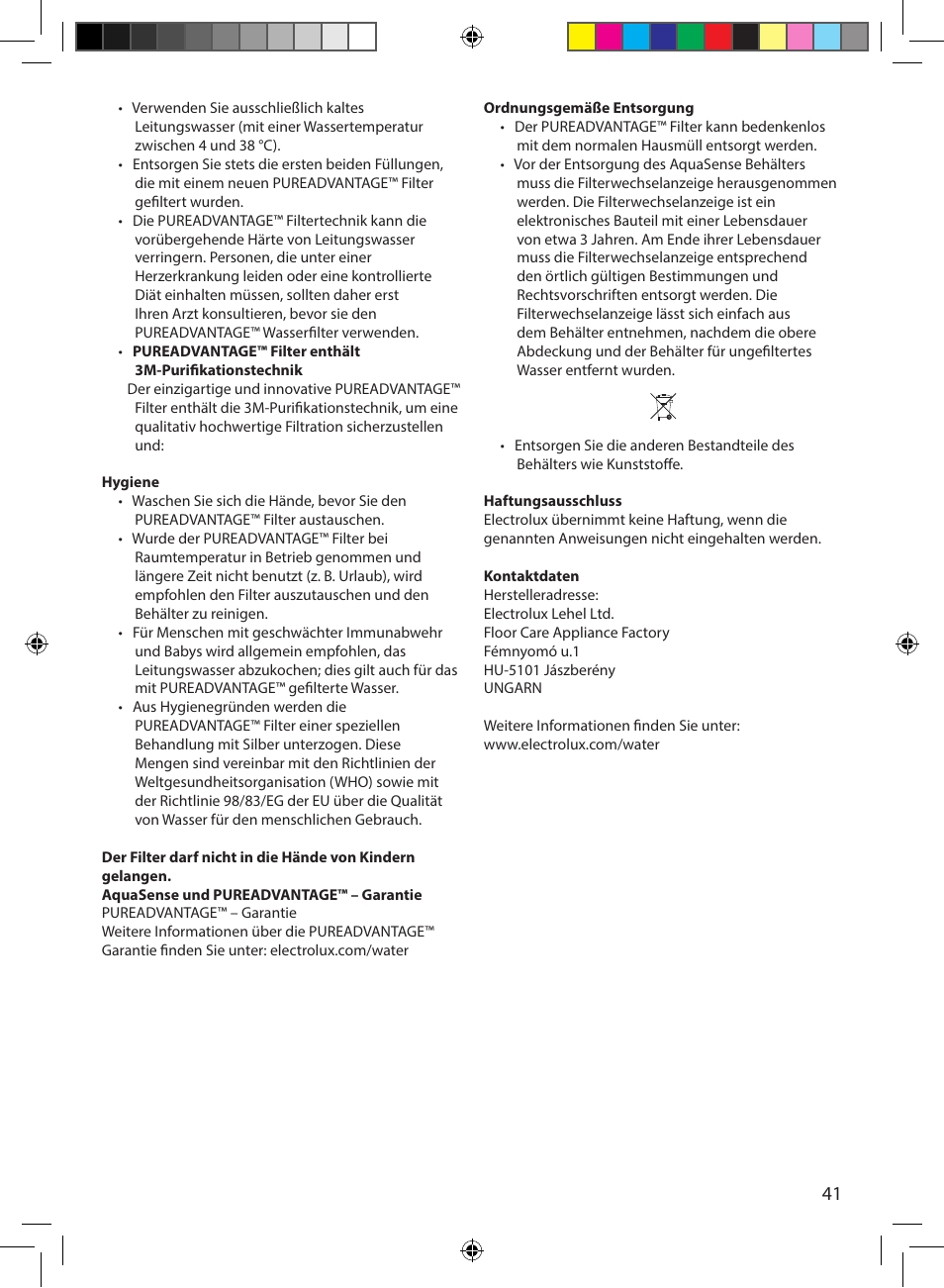 Electrolux EWFSJ4 User Manual | Page 41 / 58