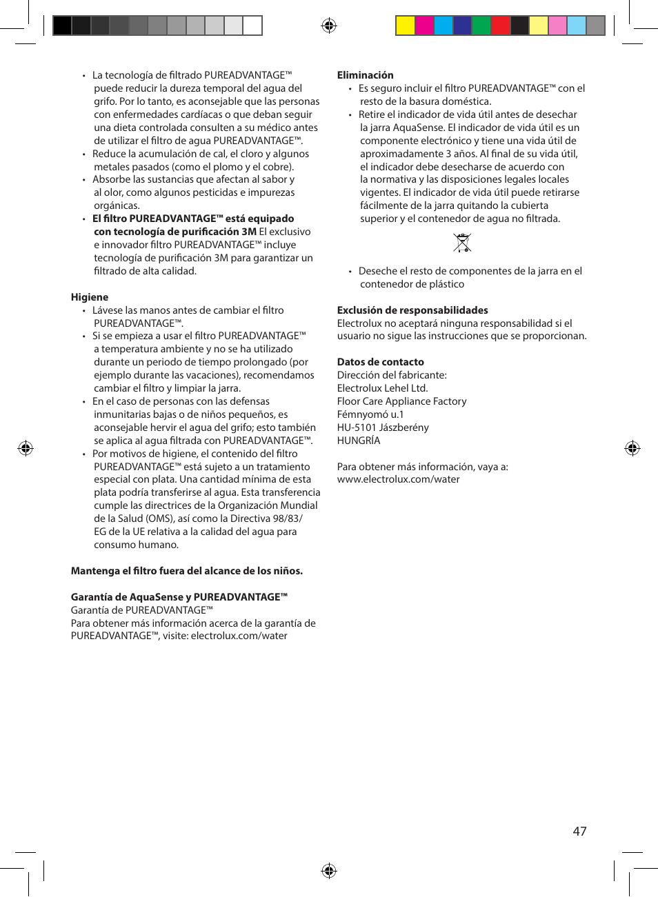 Electrolux EWFSJ4 User Manual | Page 47 / 58