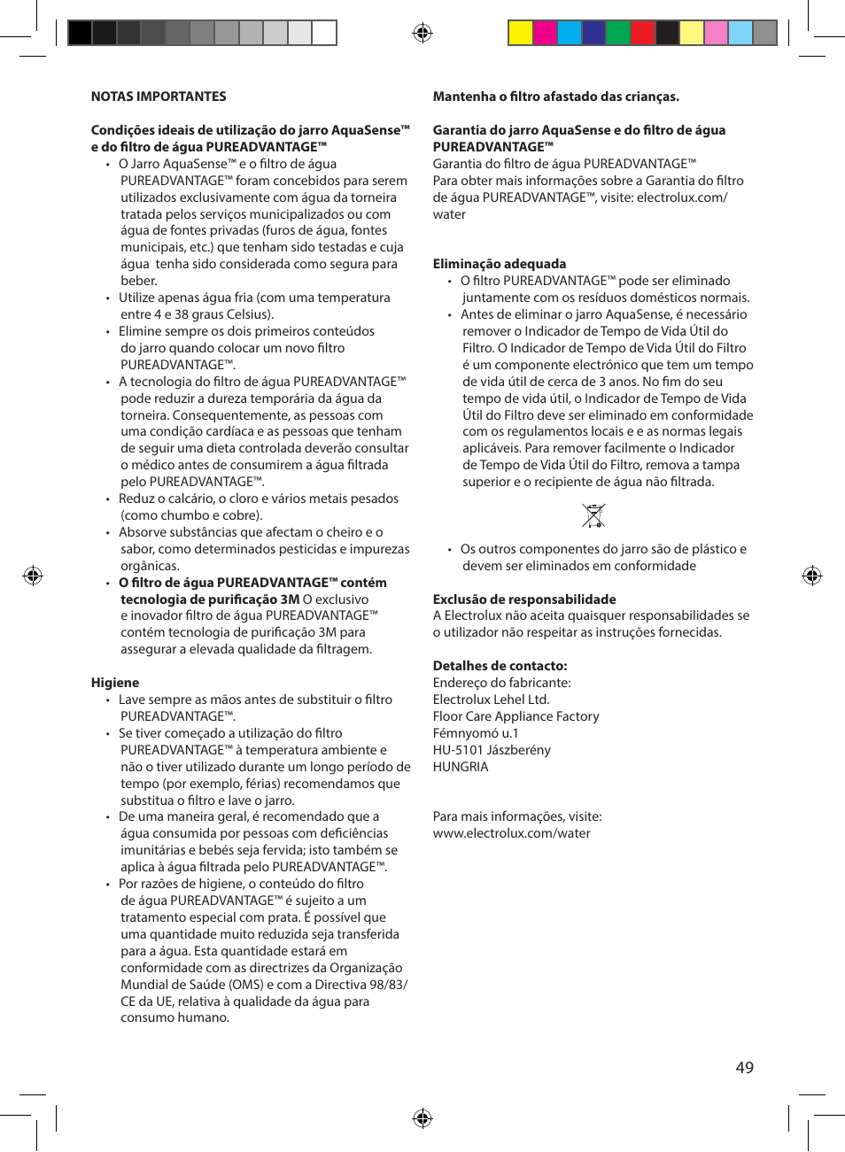 Electrolux EWFSJ4 User Manual | Page 49 / 58