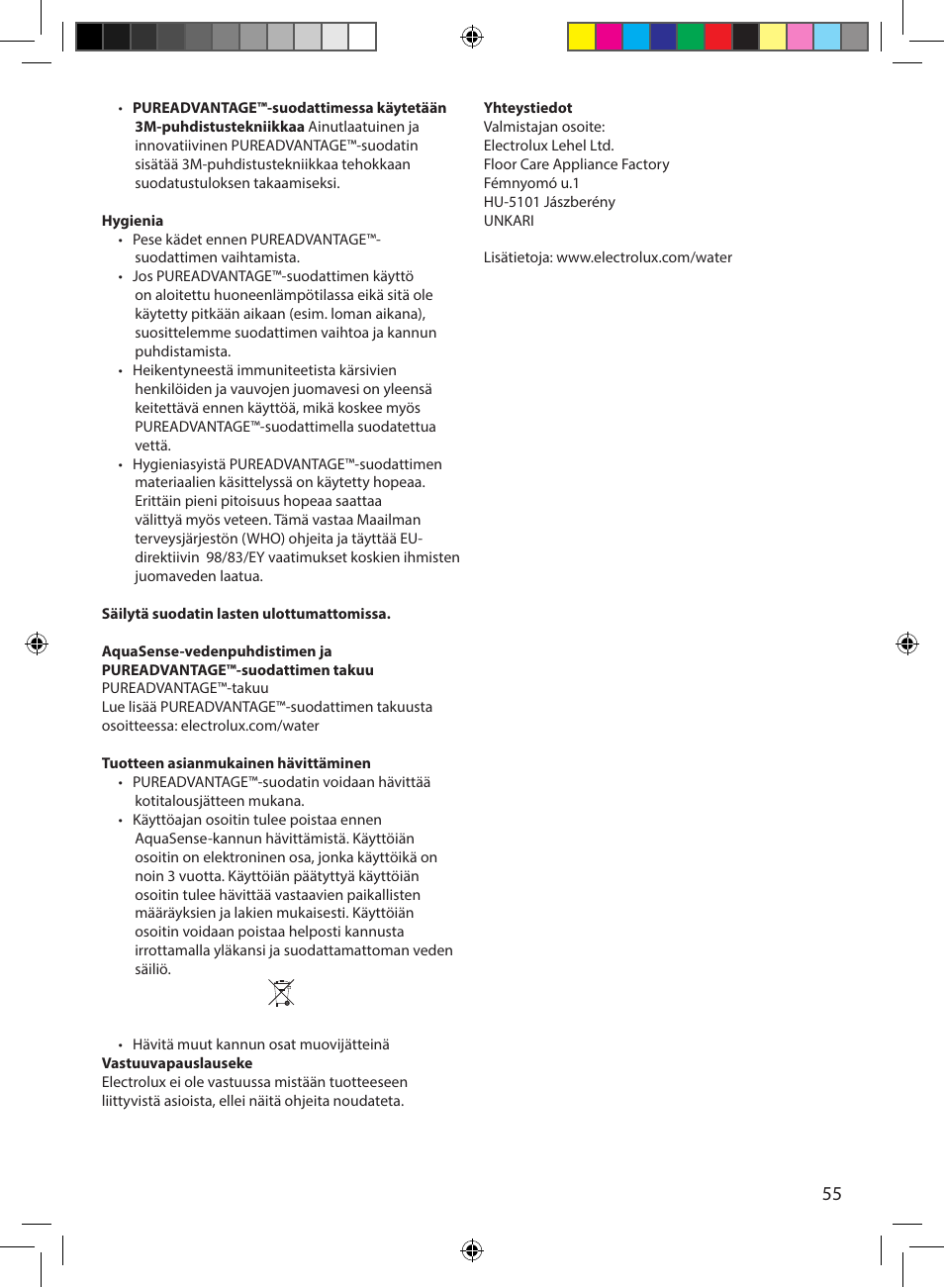 Electrolux EWFSJ4 User Manual | Page 55 / 58