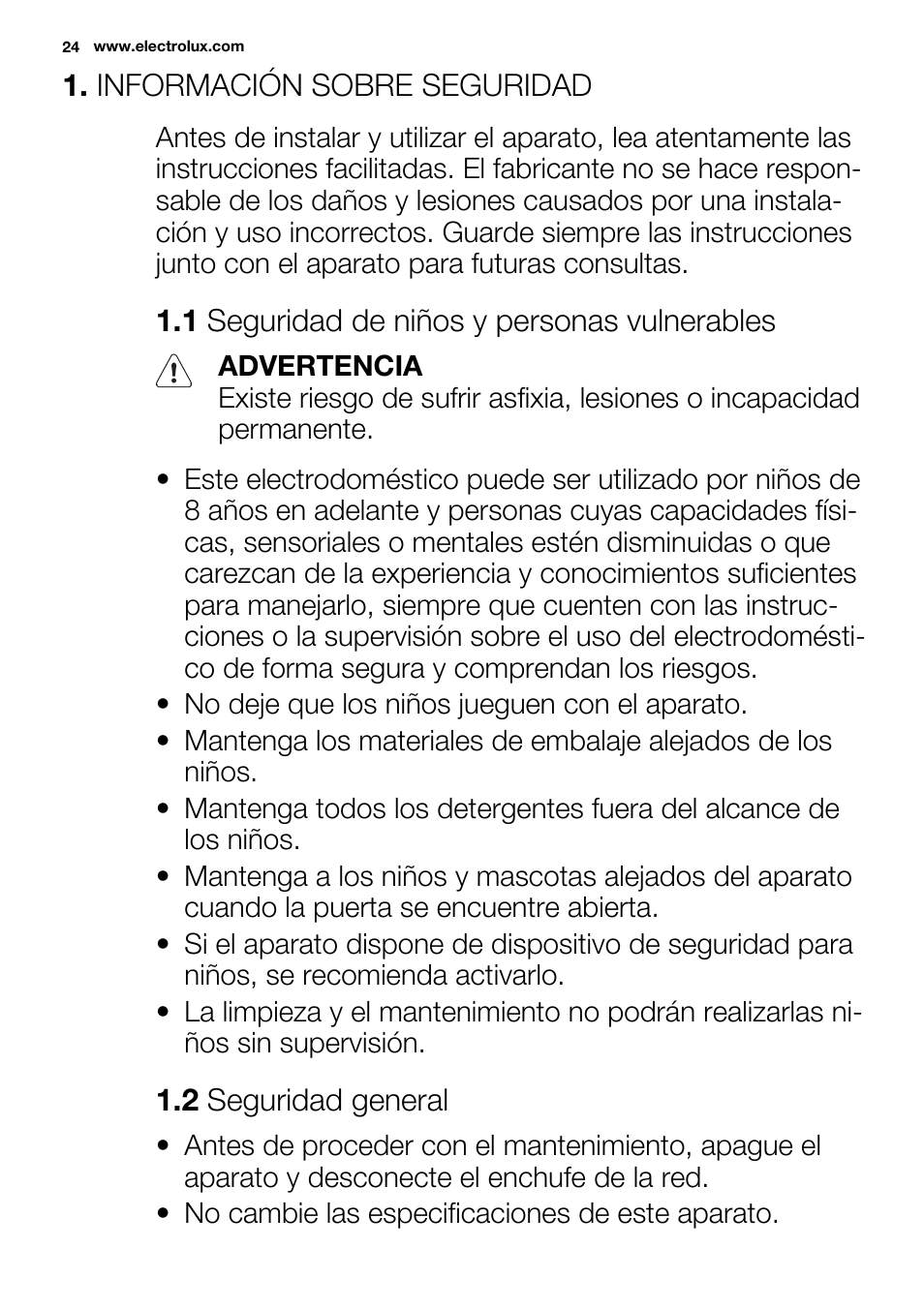 Electrolux EWF1486GDW User Manual | Page 24 / 48