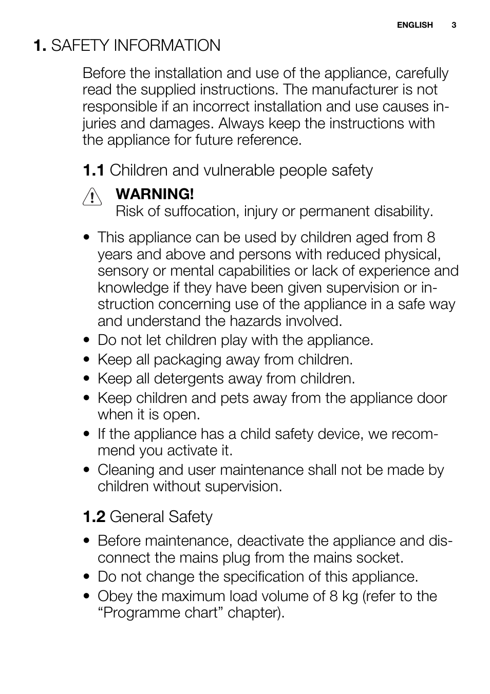 Electrolux EWF1486GDW User Manual | Page 3 / 48
