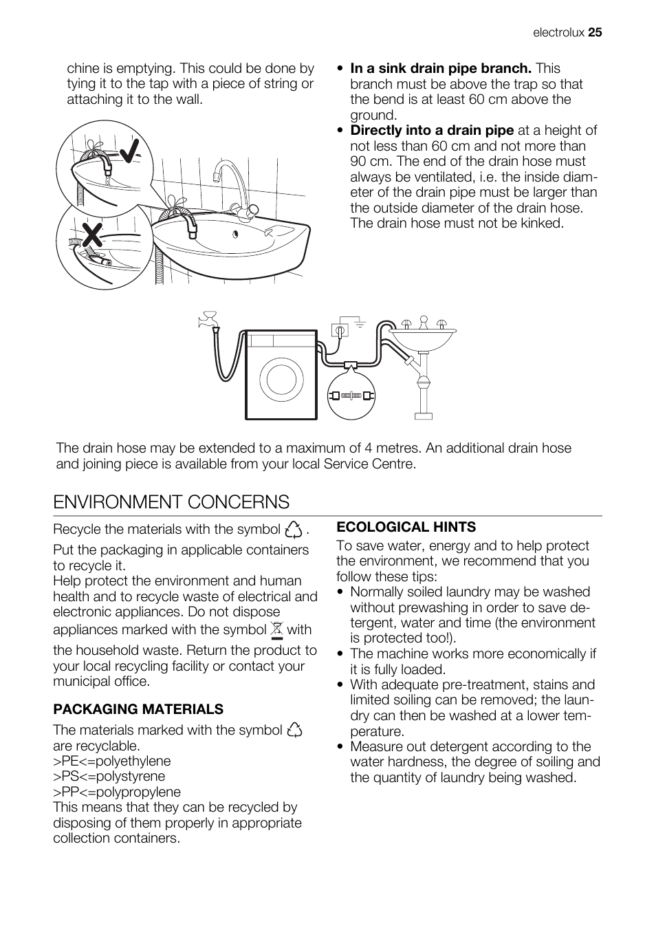 Environment concerns | Electrolux EWG127410W User Manual | Page 25 / 56