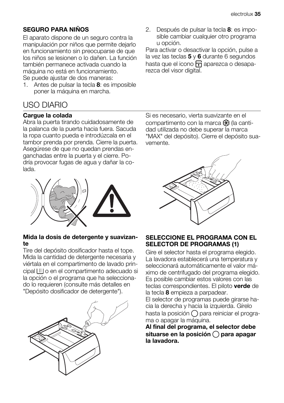 Uso diario | Electrolux EWG127410W User Manual | Page 35 / 56