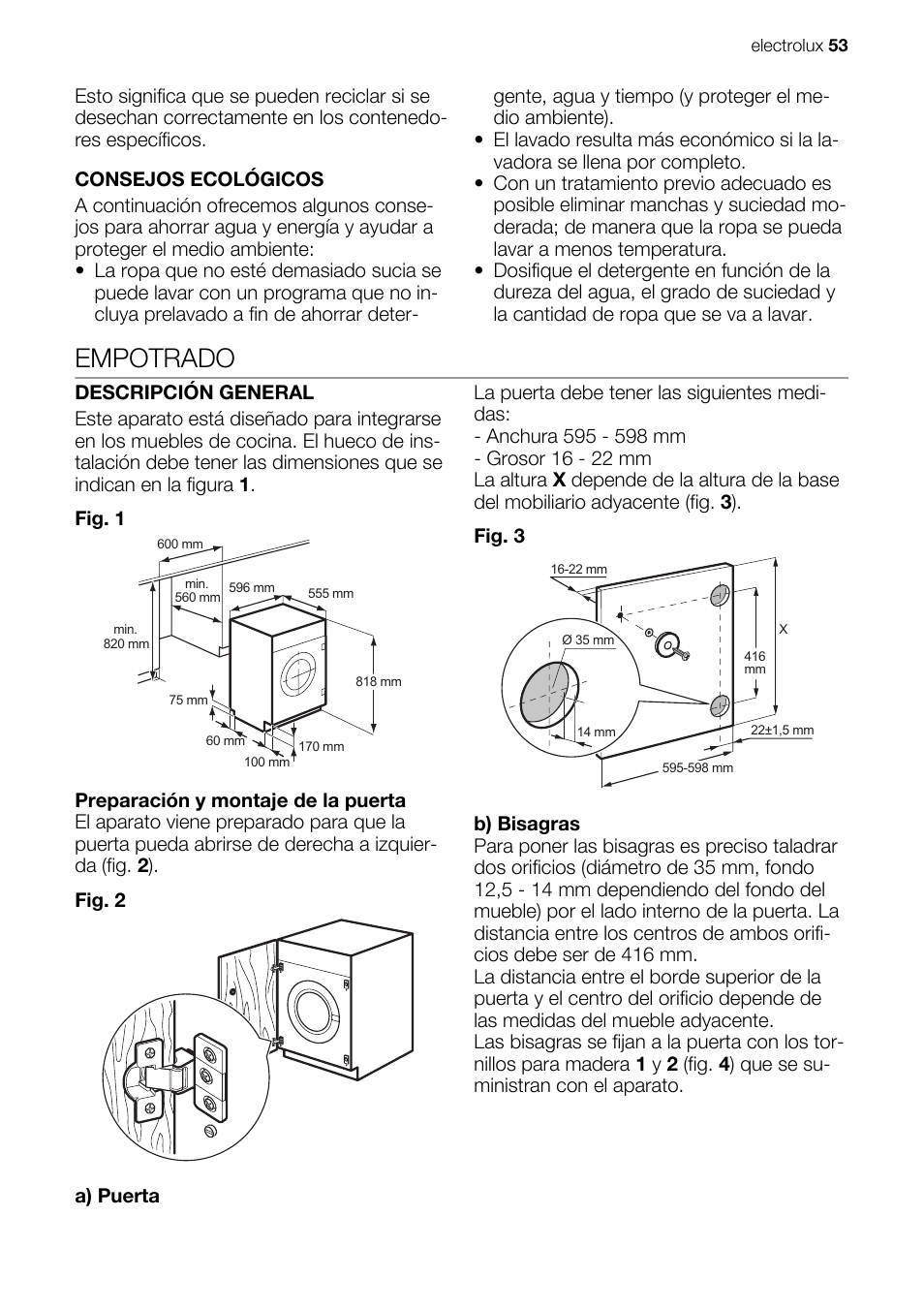 Empotrado | Electrolux EWG127410W User Manual | Page 53 / 56
