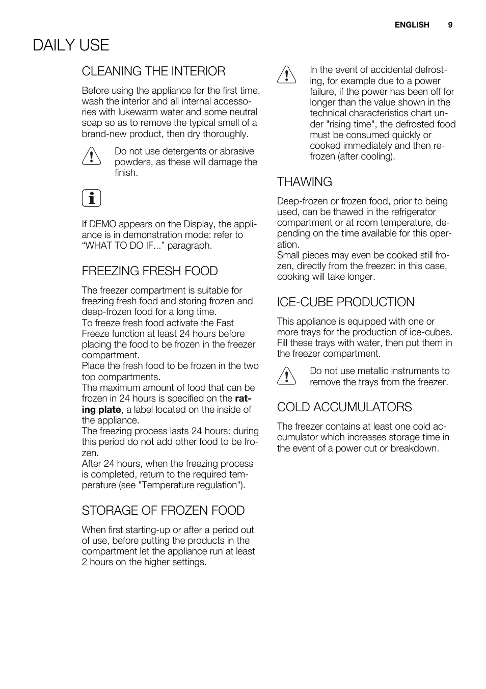 Daily use | Electrolux EUX2243AOX User Manual | Page 9 / 100