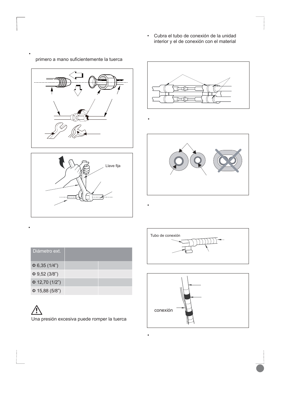 Comfort cool installation manual - l1_103, Aislamiento térmico, Tubo de succión tubo de líquido | Paso 6: conexión del tubo - unidad interior, Precaución | Electrolux EXI09HD1WI User Manual | Page 103 / 136