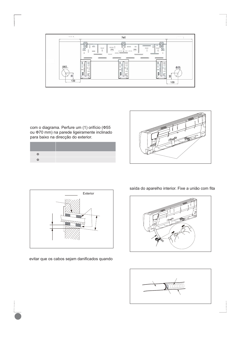 Comfort cool installation manual - l1_120, Etapa 2: perfurar o orifício para os tubos, Etapa 3: instalação da mangueira de escoamento | Electrolux EXI09HD1WI User Manual | Page 120 / 136