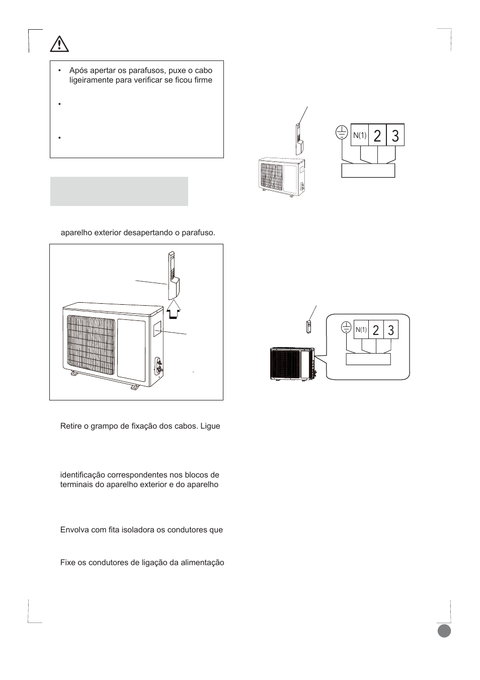 Comfort cool installation manual - l1_129, Instalação dos cabos eléctricos no exterior, Atenção | Electrolux EXI09HD1WI User Manual | Page 129 / 136