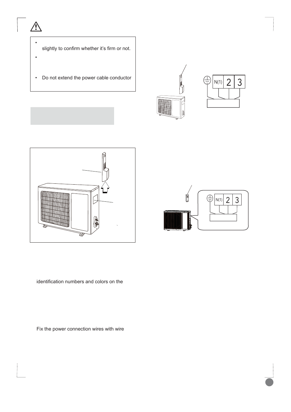 Comfort cool installation manual - l1_ 19, Installation of outdoor electric wires, Caution | Indoor unit connection | Electrolux EXI09HD1WI User Manual | Page 19 / 136