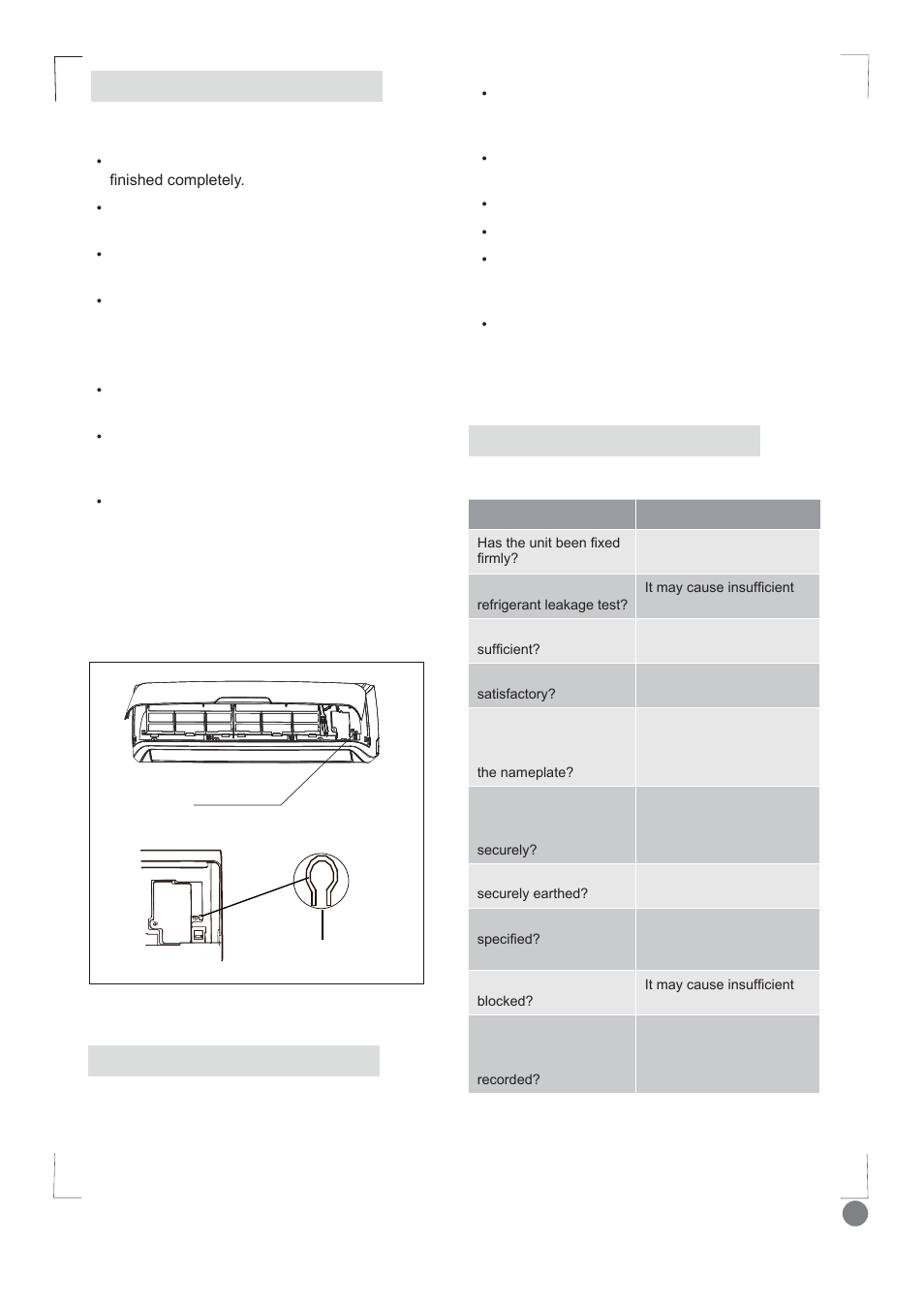 Comfort cool installation manual - l1_ 23, Pump done operation test check after installation | Electrolux EXI09HD1WI User Manual | Page 23 / 136