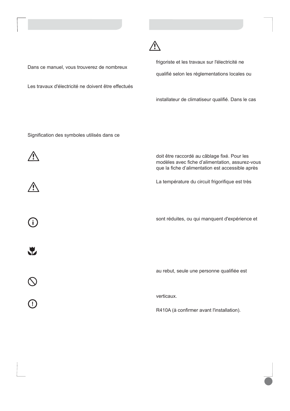 Comfort cool installation manual - l1_ 25, Notice d'installation, Consignes de sécurité | Electrolux EXI09HD1WI User Manual | Page 25 / 136