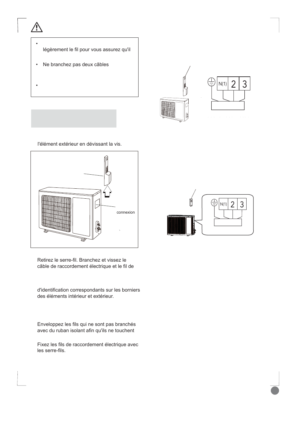 Comfort cool installation manual - l1_ 41, Installation des câbles électriques extérieurs, Attention | Electrolux EXI09HD1WI User Manual | Page 41 / 136