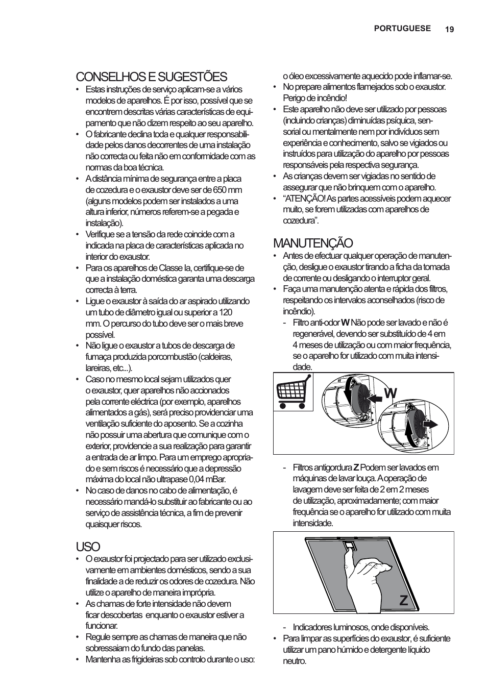 Conselhos e sugestões, Manutenção | Electrolux EFF80680BX User Manual | Page 19 / 56
