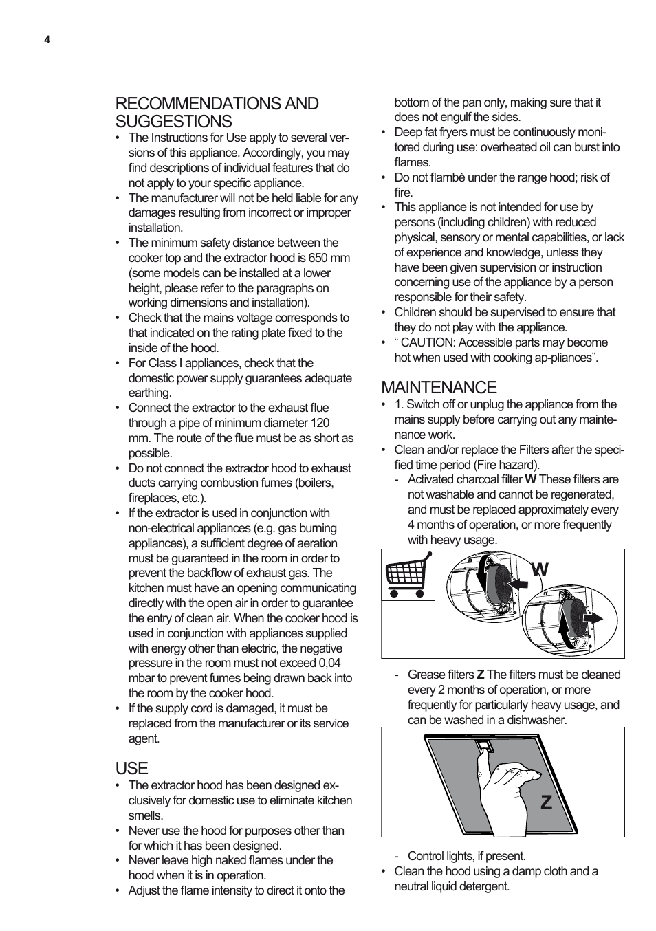 Recommendations and suggestions, Maintenance | Electrolux EFF80680BX User Manual | Page 4 / 56