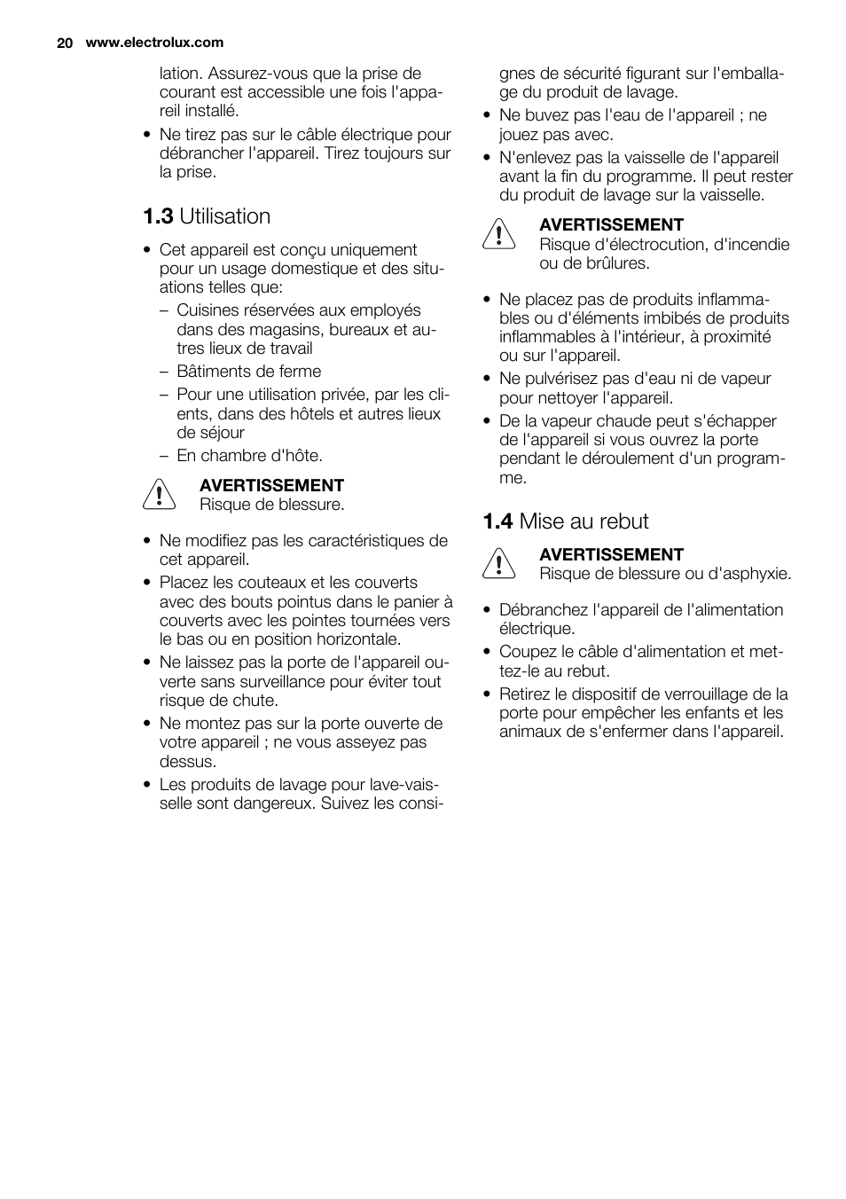 3 utilisation, 4 mise au rebut | Electrolux ESL6380RO User Manual | Page 20 / 68