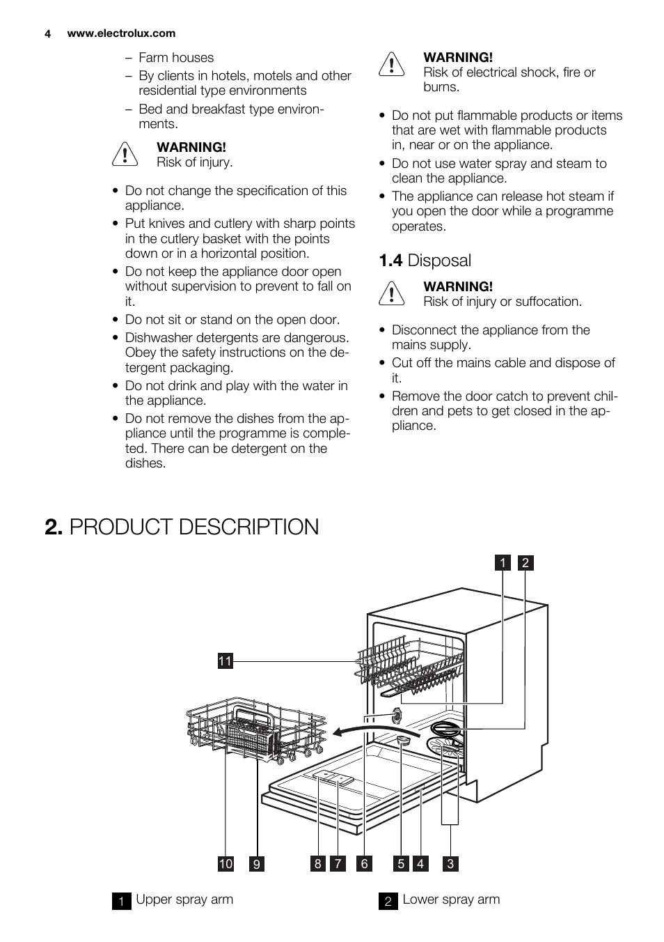 Product description, 4 disposal | Electrolux ESL6380RO User Manual | Page 4 / 68