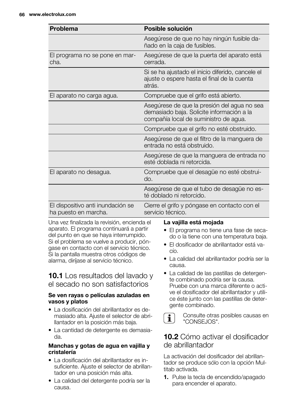 2 cómo activar el dosificador de abrillantador | Electrolux ESL6380RO User Manual | Page 66 / 68